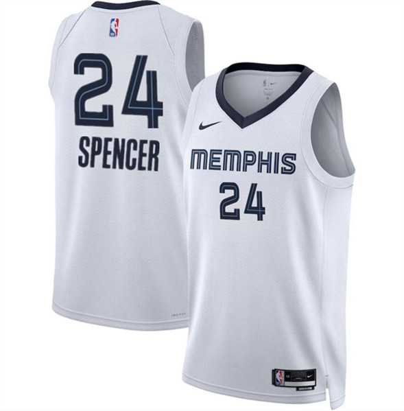 Mens Memphis Grizzlies #24 Cam Spencer White 2024 Draft Association Edition Stitched Jersey Dzhi->memphis grizzlies->NBA Jersey